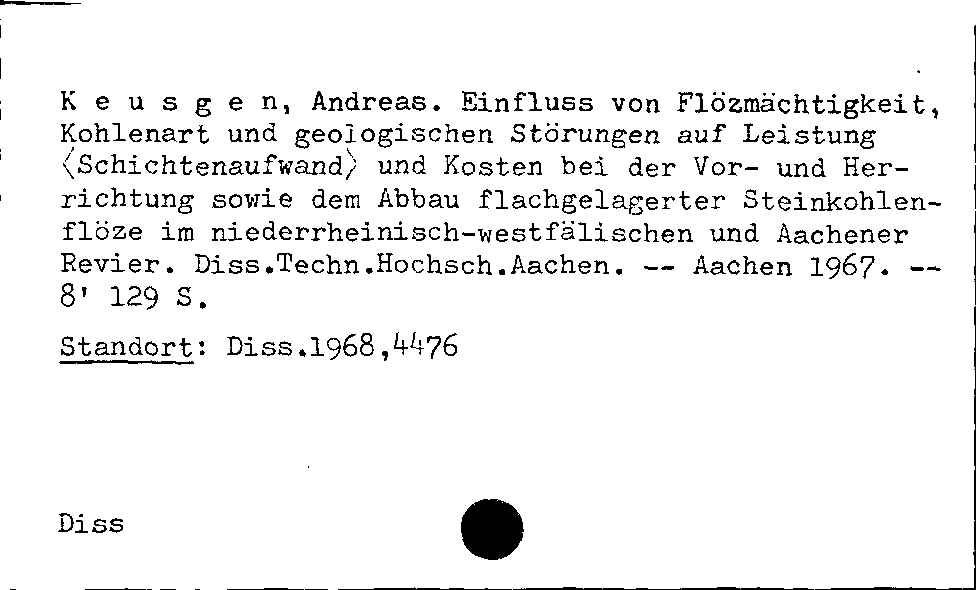 [Katalogkarte Dissertationenkatalog bis 1980]