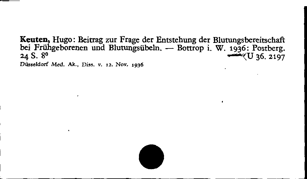 [Katalogkarte Dissertationenkatalog bis 1980]