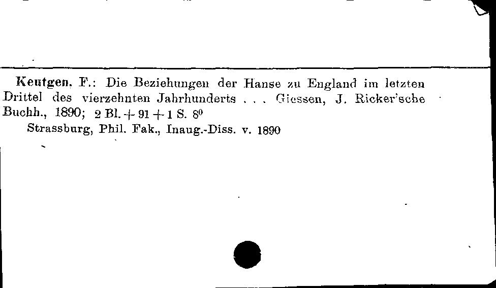 [Katalogkarte Dissertationenkatalog bis 1980]