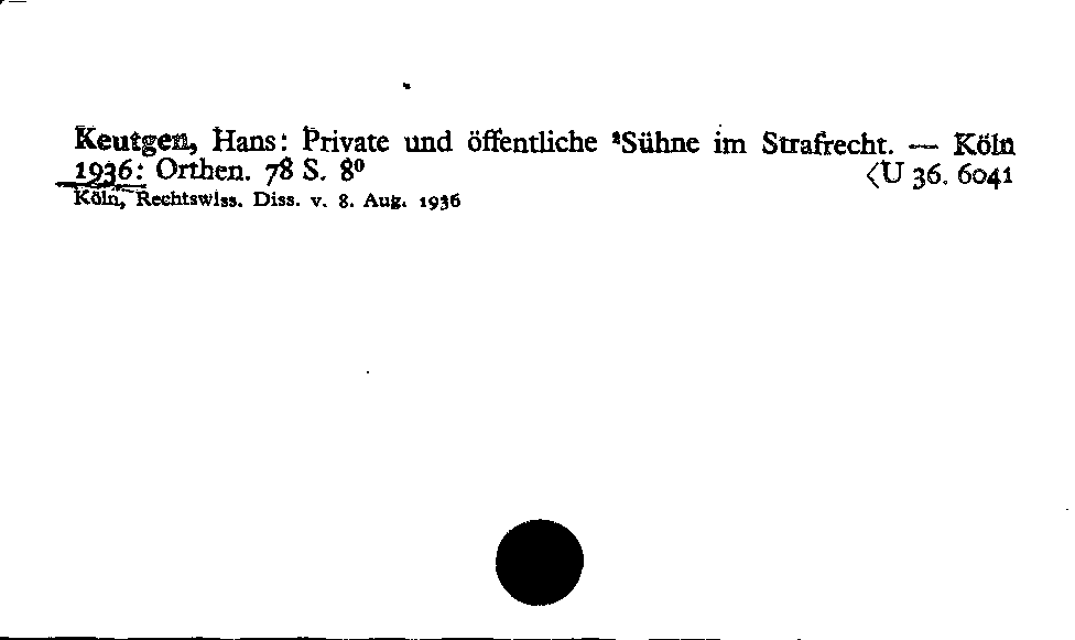 [Katalogkarte Dissertationenkatalog bis 1980]