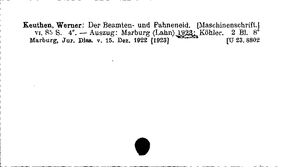 [Katalogkarte Dissertationenkatalog bis 1980]