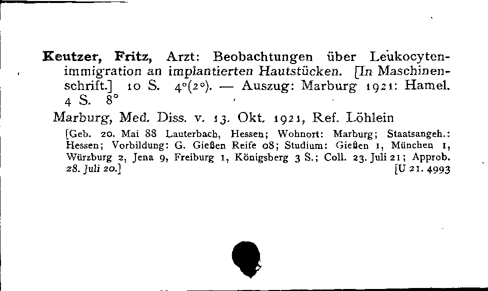 [Katalogkarte Dissertationenkatalog bis 1980]