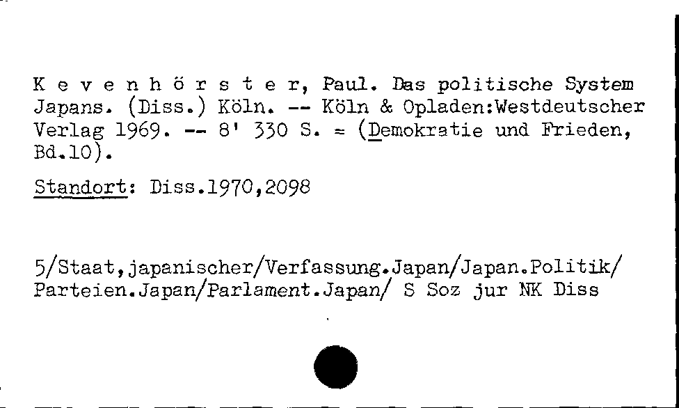 [Katalogkarte Dissertationenkatalog bis 1980]