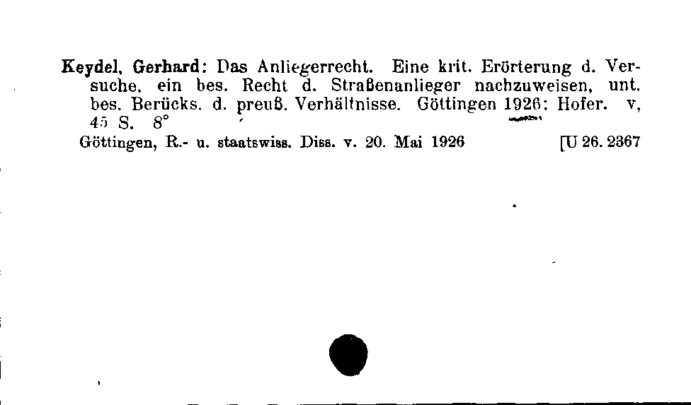 [Katalogkarte Dissertationenkatalog bis 1980]