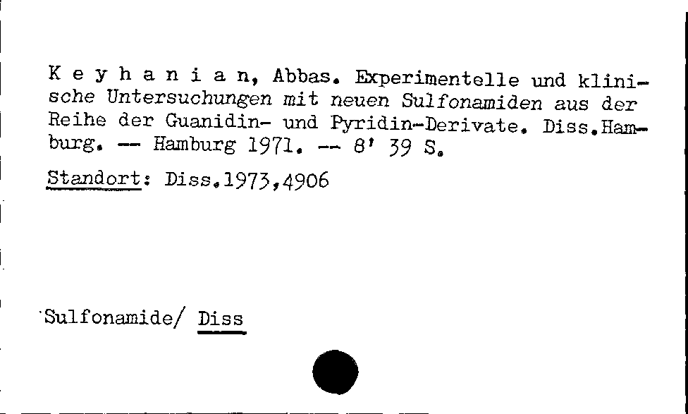 [Katalogkarte Dissertationenkatalog bis 1980]