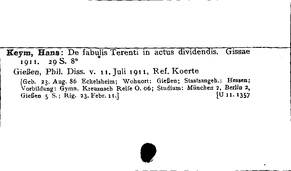 [Katalogkarte Dissertationenkatalog bis 1980]