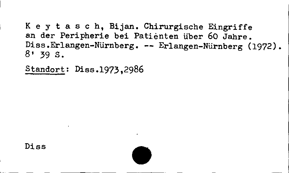 [Katalogkarte Dissertationenkatalog bis 1980]