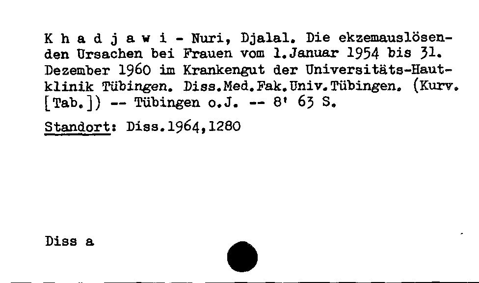 [Katalogkarte Dissertationenkatalog bis 1980]