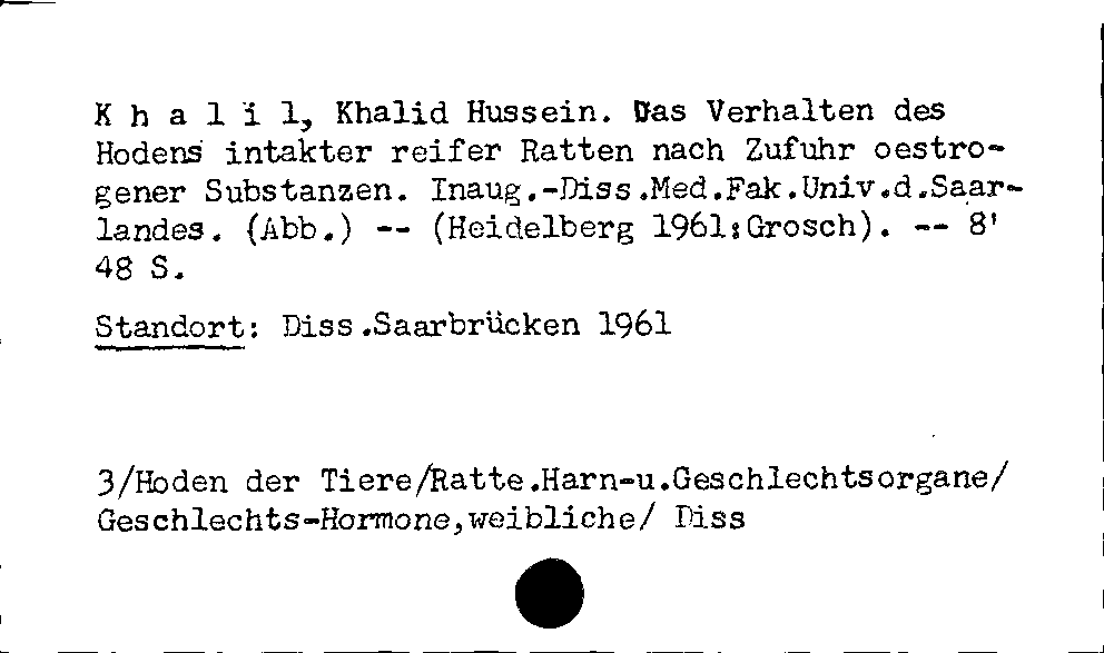 [Katalogkarte Dissertationenkatalog bis 1980]