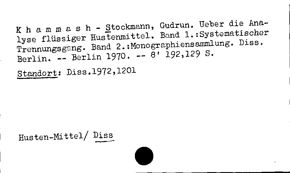 [Katalogkarte Dissertationenkatalog bis 1980]