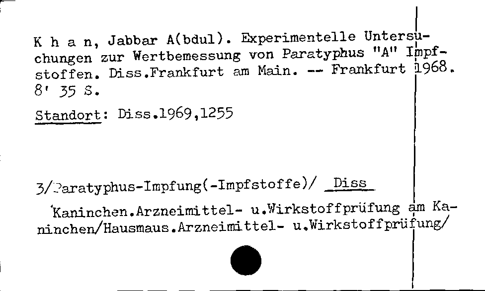 [Katalogkarte Dissertationenkatalog bis 1980]