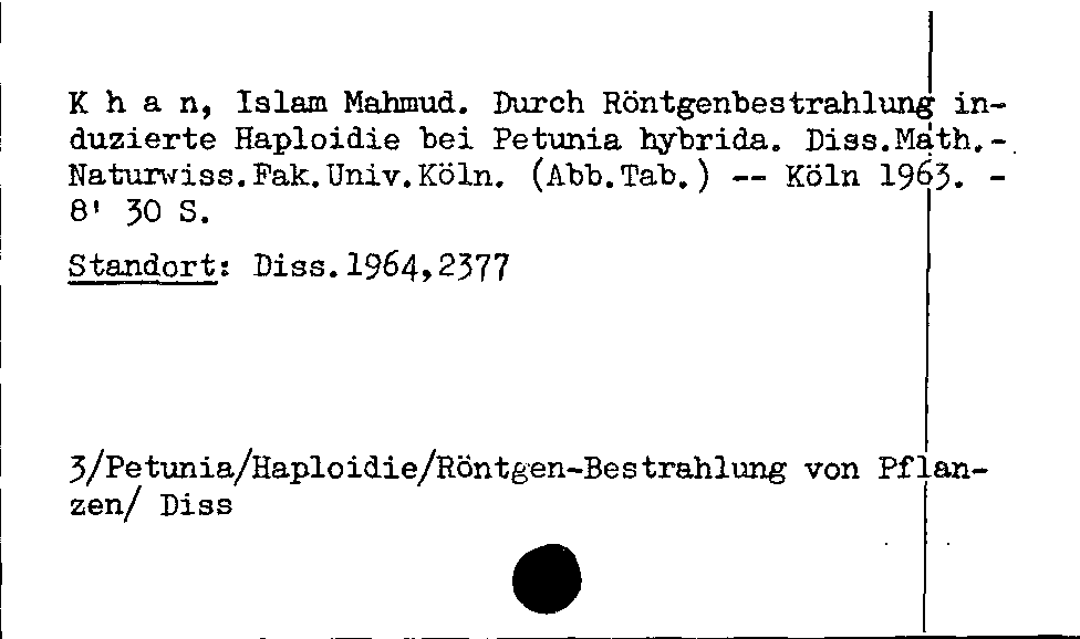 [Katalogkarte Dissertationenkatalog bis 1980]