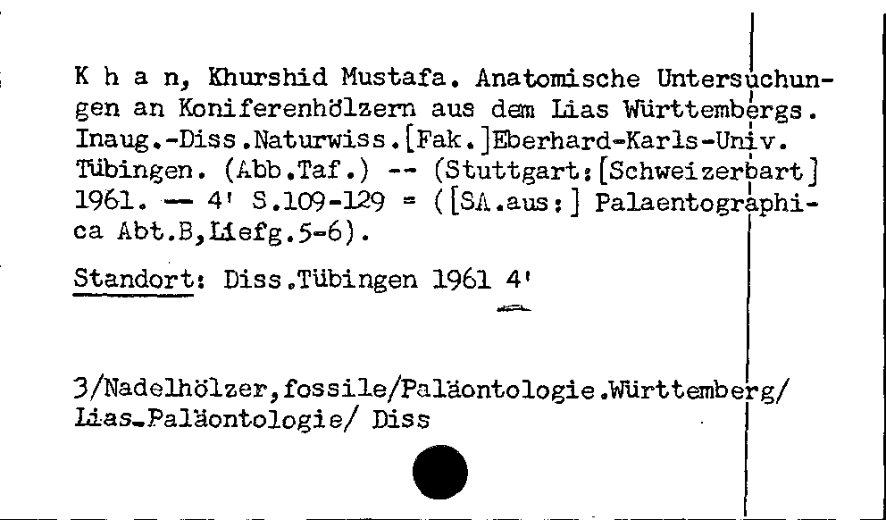 [Katalogkarte Dissertationenkatalog bis 1980]