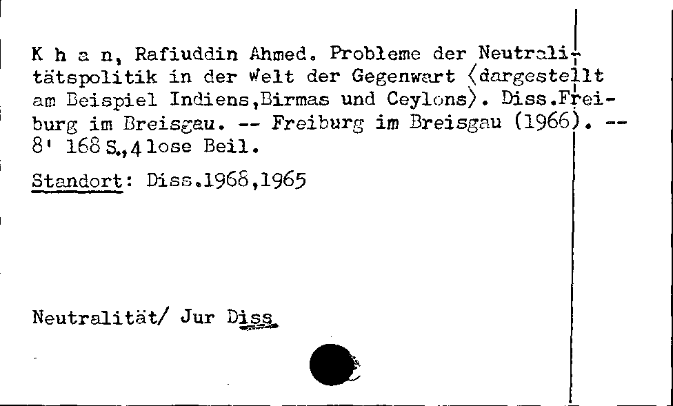 [Katalogkarte Dissertationenkatalog bis 1980]