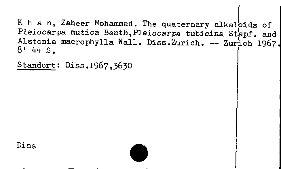 [Katalogkarte Dissertationenkatalog bis 1980]