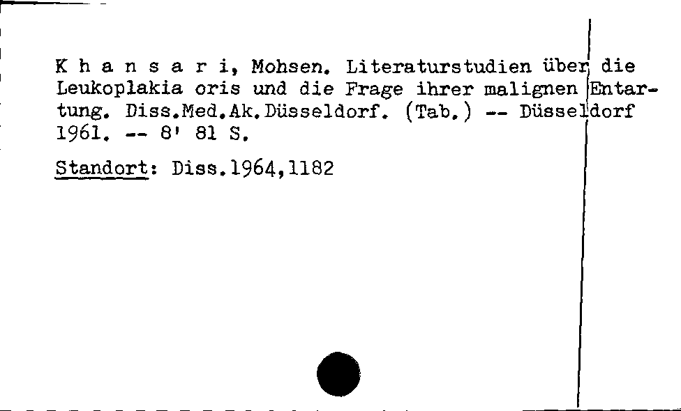 [Katalogkarte Dissertationenkatalog bis 1980]