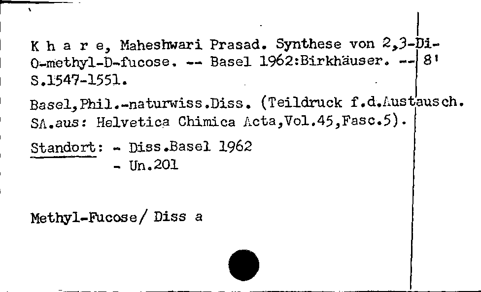 [Katalogkarte Dissertationenkatalog bis 1980]