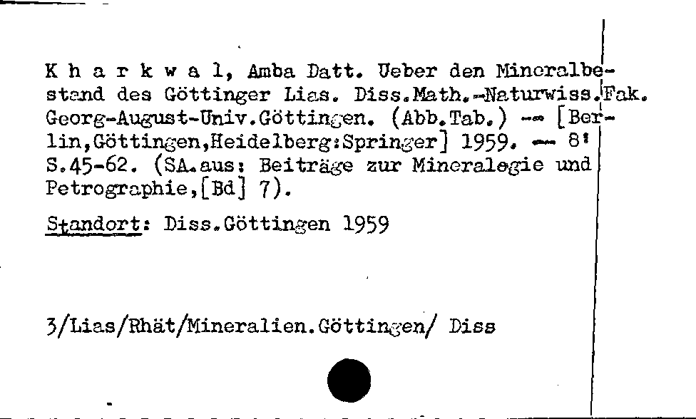 [Katalogkarte Dissertationenkatalog bis 1980]