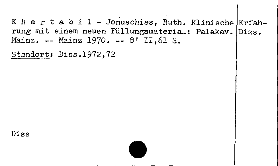 [Katalogkarte Dissertationenkatalog bis 1980]