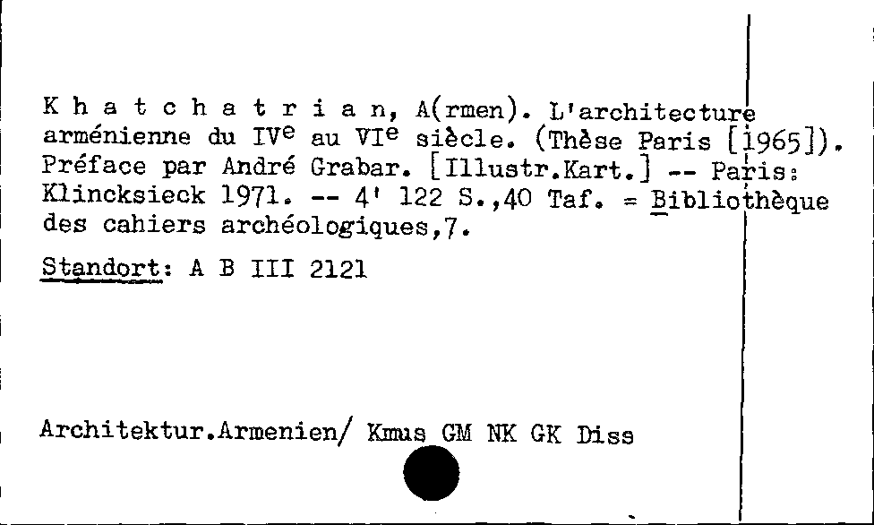 [Katalogkarte Dissertationenkatalog bis 1980]