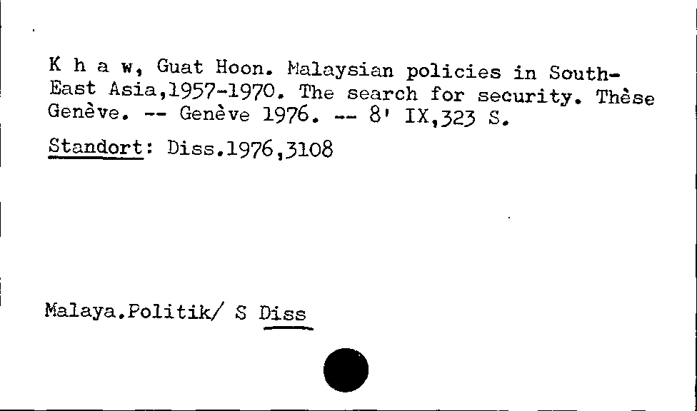 [Katalogkarte Dissertationenkatalog bis 1980]