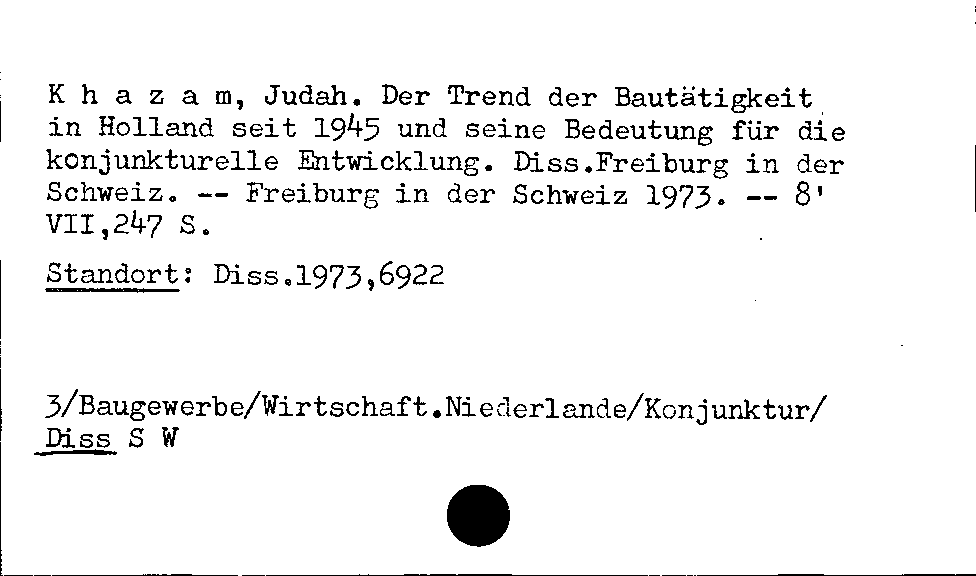 [Katalogkarte Dissertationenkatalog bis 1980]