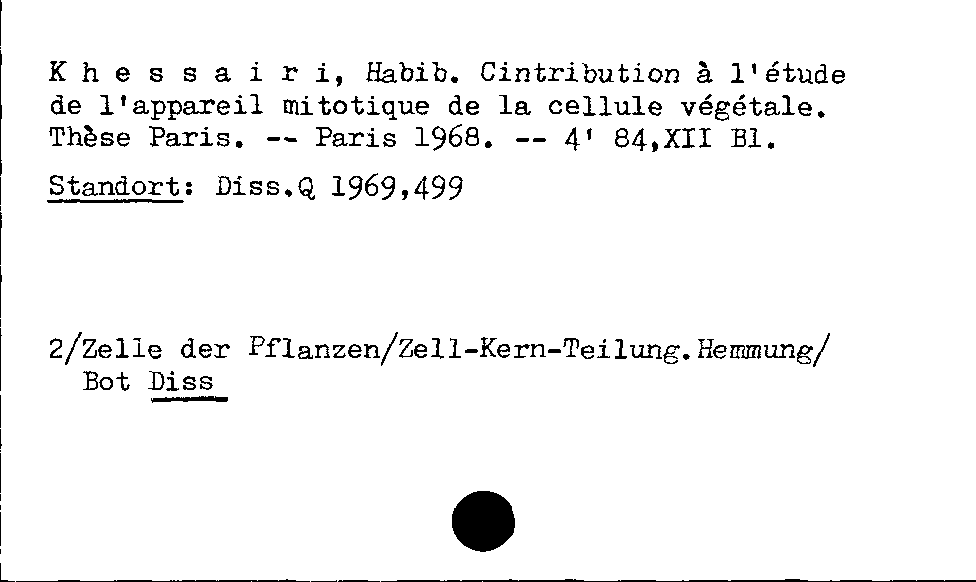 [Katalogkarte Dissertationenkatalog bis 1980]