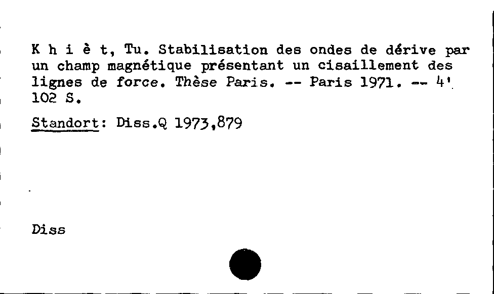 [Katalogkarte Dissertationenkatalog bis 1980]