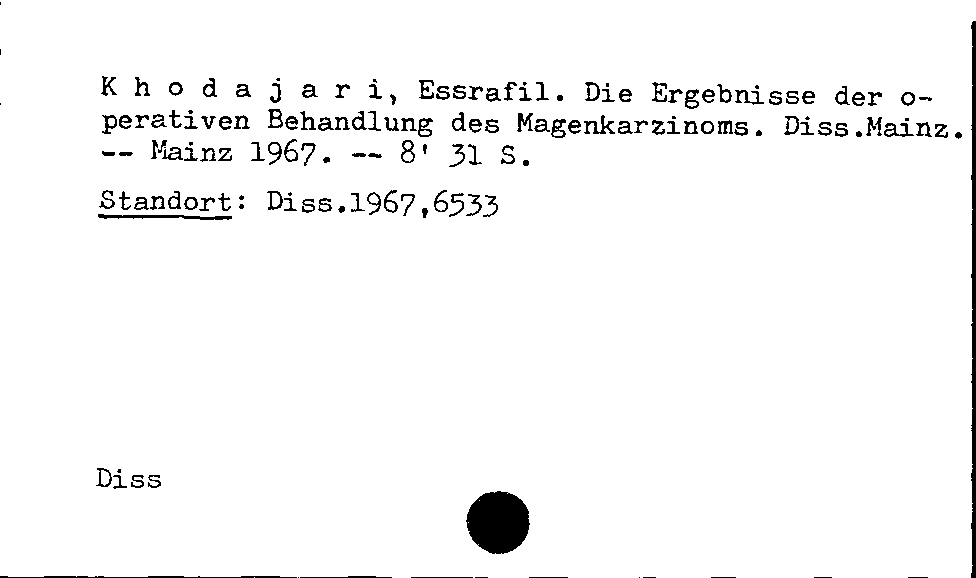 [Katalogkarte Dissertationenkatalog bis 1980]