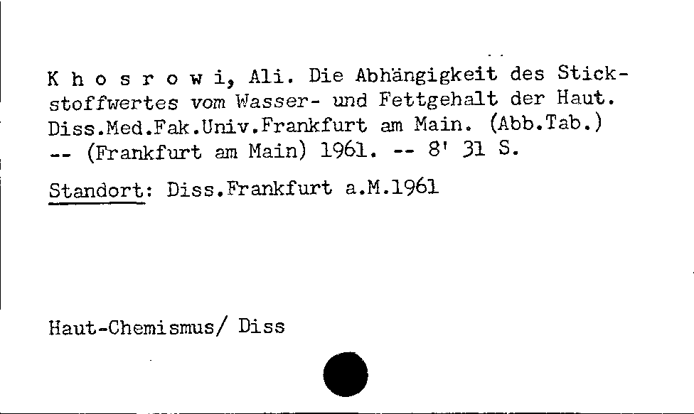 [Katalogkarte Dissertationenkatalog bis 1980]