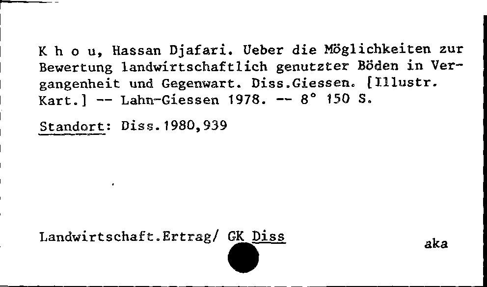 [Katalogkarte Dissertationenkatalog bis 1980]