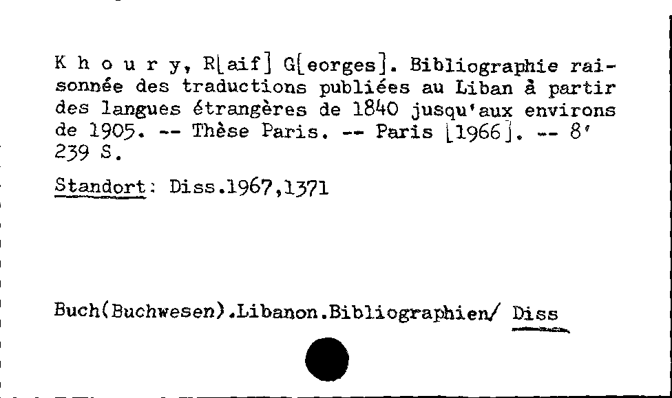 [Katalogkarte Dissertationenkatalog bis 1980]