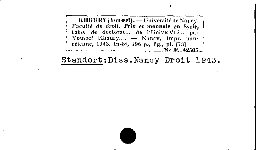 [Katalogkarte Dissertationenkatalog bis 1980]