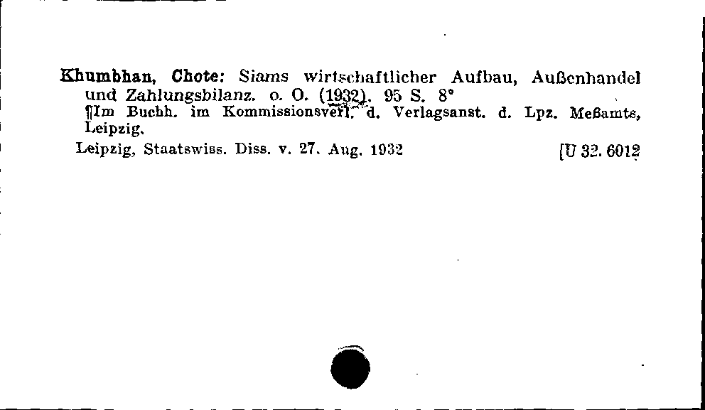 [Katalogkarte Dissertationenkatalog bis 1980]