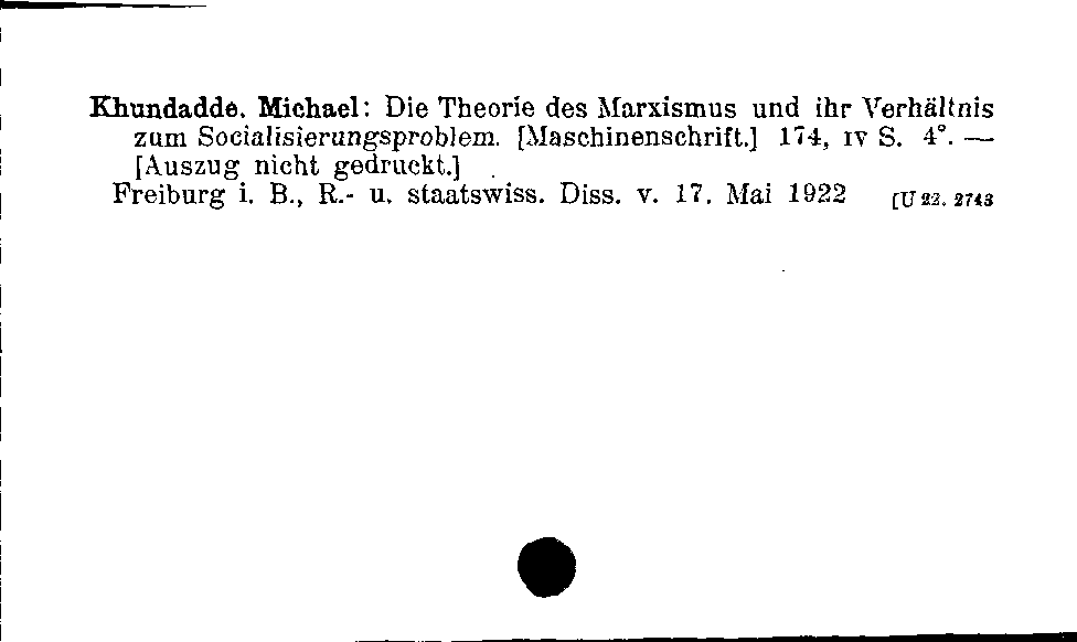 [Katalogkarte Dissertationenkatalog bis 1980]