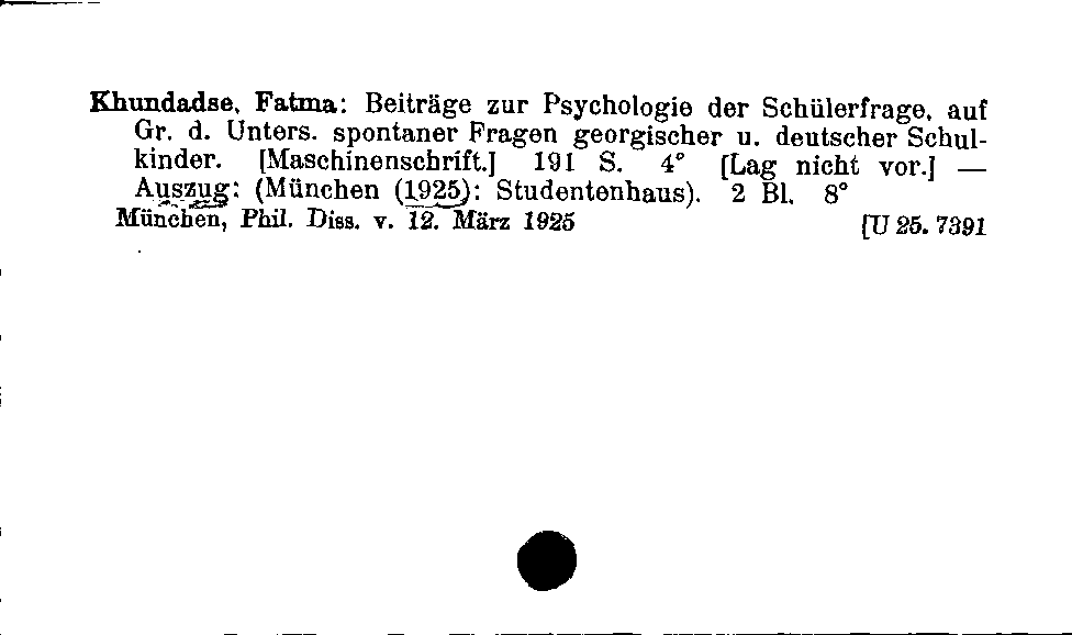 [Katalogkarte Dissertationenkatalog bis 1980]