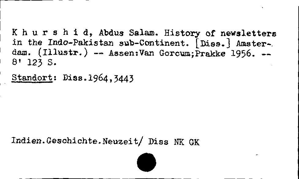 [Katalogkarte Dissertationenkatalog bis 1980]