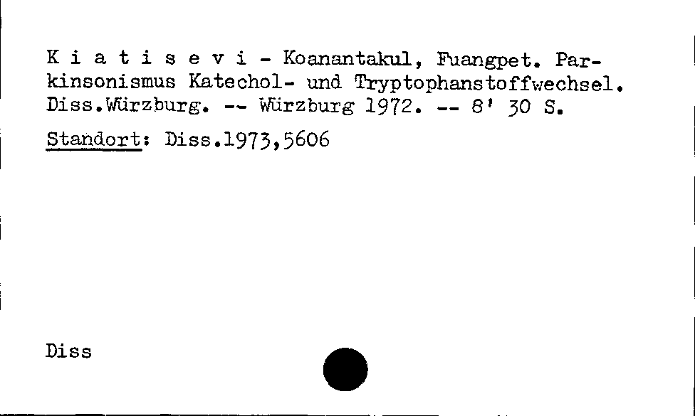 [Katalogkarte Dissertationenkatalog bis 1980]