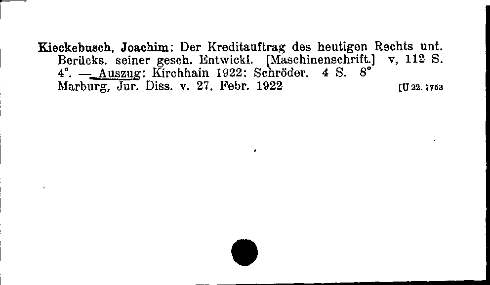 [Katalogkarte Dissertationenkatalog bis 1980]