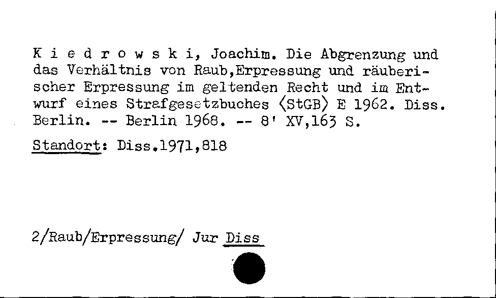 [Katalogkarte Dissertationenkatalog bis 1980]