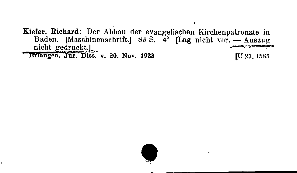 [Katalogkarte Dissertationenkatalog bis 1980]