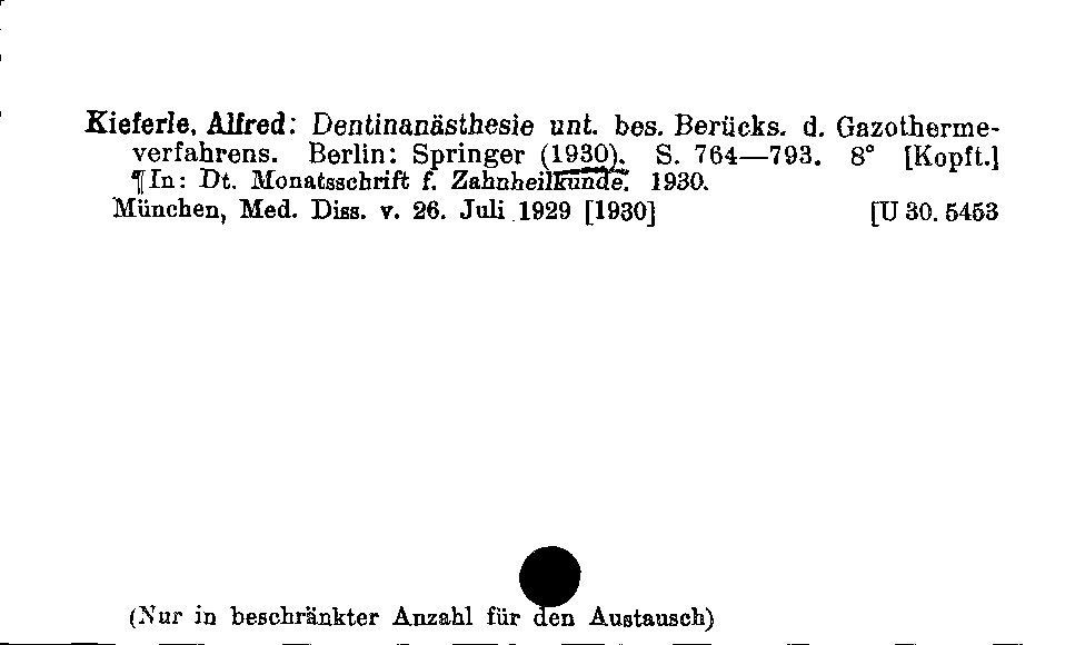 [Katalogkarte Dissertationenkatalog bis 1980]