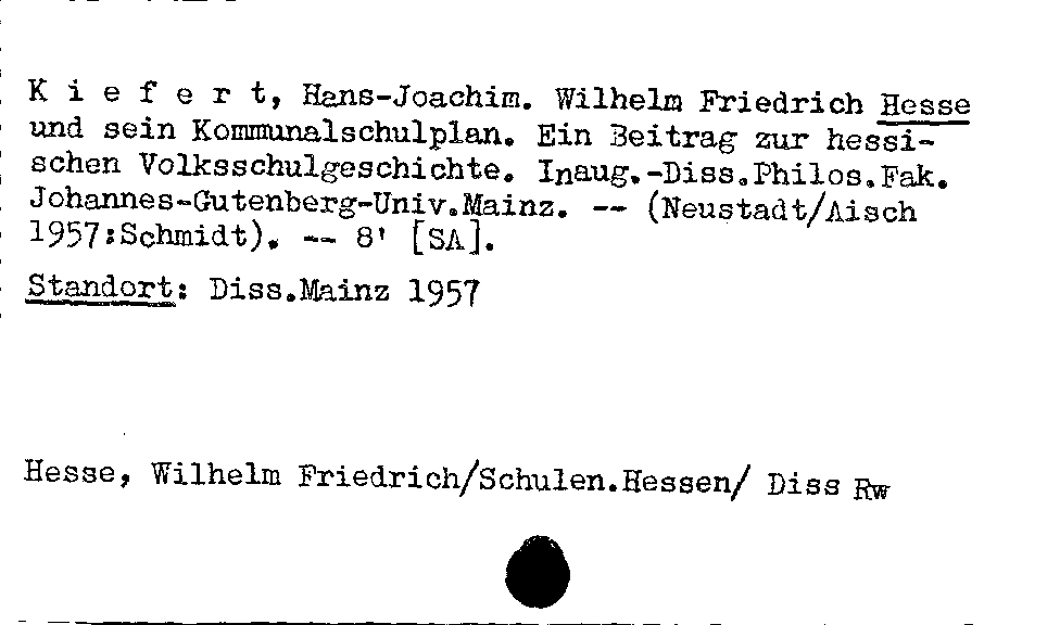 [Katalogkarte Dissertationenkatalog bis 1980]