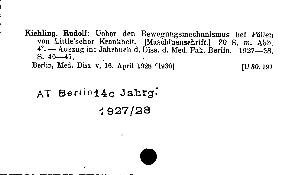 [Katalogkarte Dissertationenkatalog bis 1980]