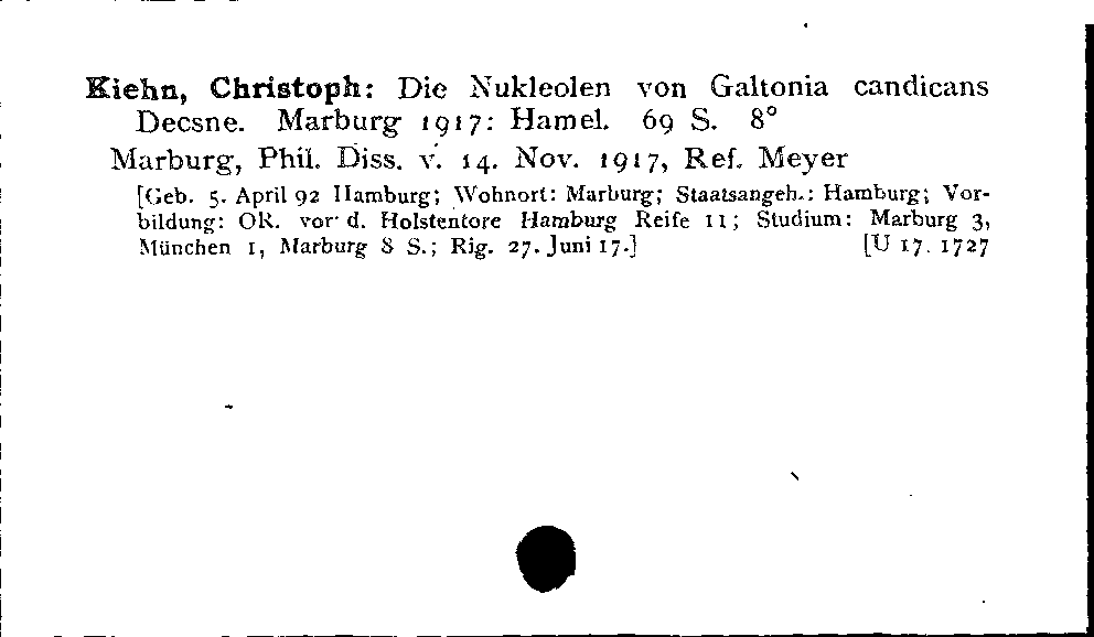 [Katalogkarte Dissertationenkatalog bis 1980]