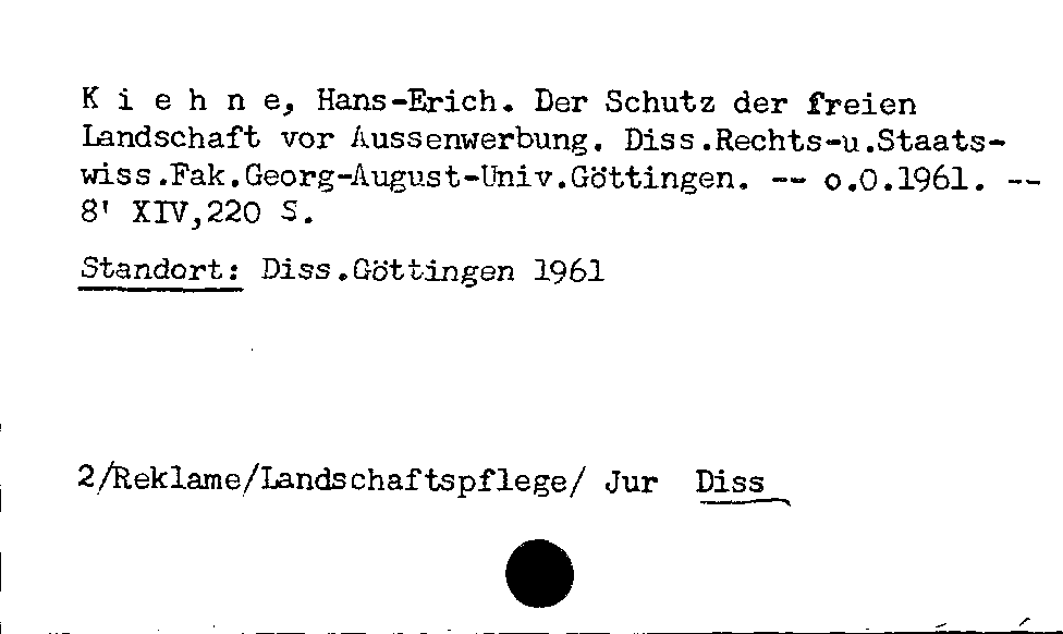 [Katalogkarte Dissertationenkatalog bis 1980]