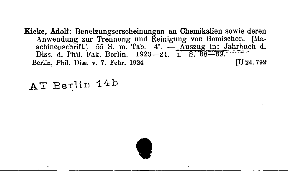 [Katalogkarte Dissertationenkatalog bis 1980]