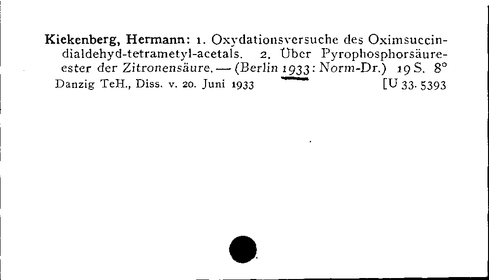 [Katalogkarte Dissertationenkatalog bis 1980]