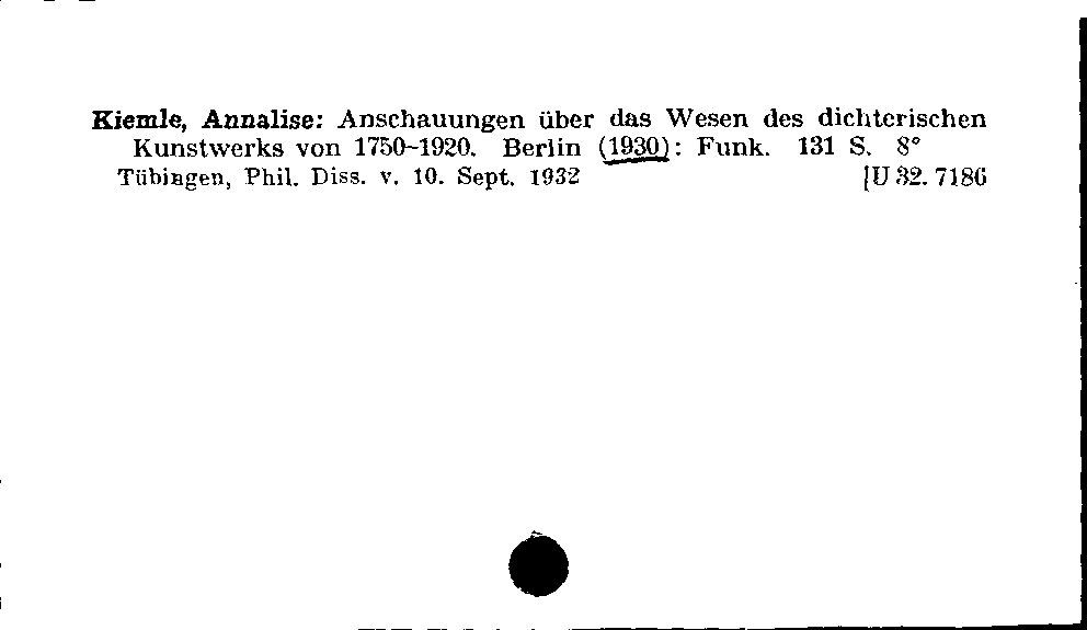 [Katalogkarte Dissertationenkatalog bis 1980]