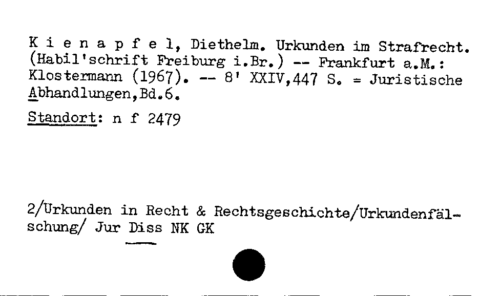 [Katalogkarte Dissertationenkatalog bis 1980]